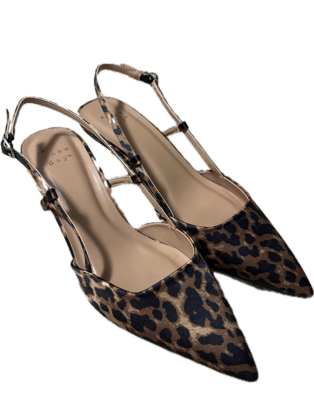 a new day Leopard Print Pointed Toe Slingback Flats - Brown/Black